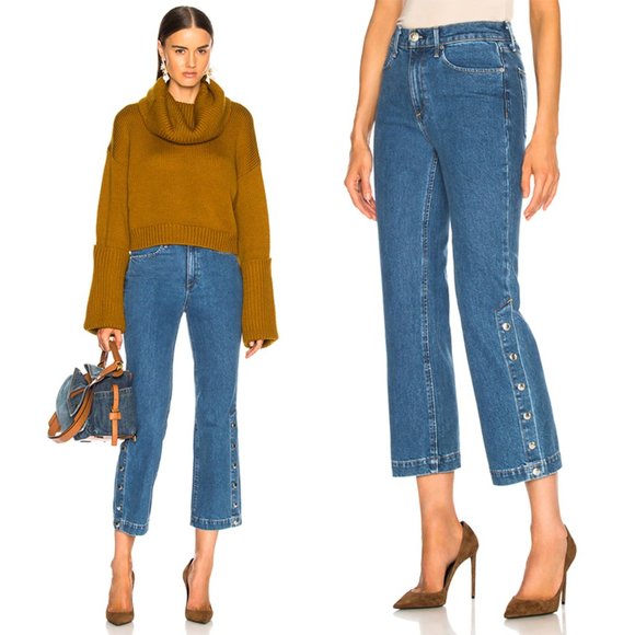 rag & bone Denim - Rag & Bone Snap Dylan High Rise Jeans Straight Crop Mid Stretch Vintage Bloo 24
